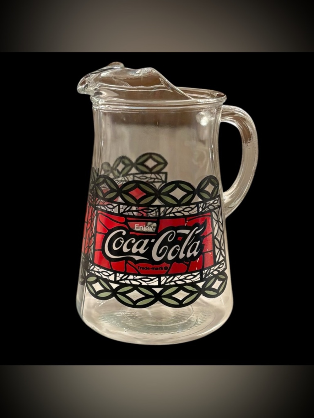 Coca-Cola | Vintage Glass Pitcher | Mosaic Logo | 8”